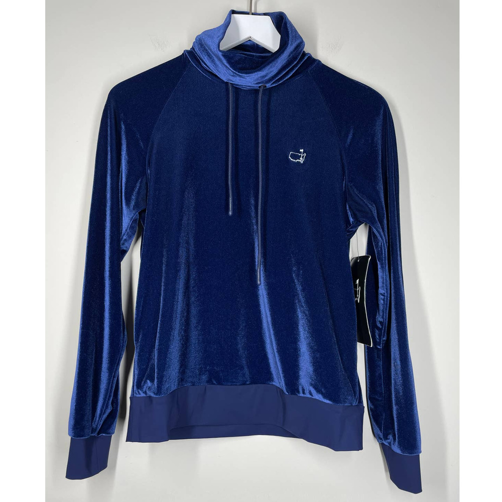 NWT FORAY GOLF Velour Velvet Funnel Neck Navy XS